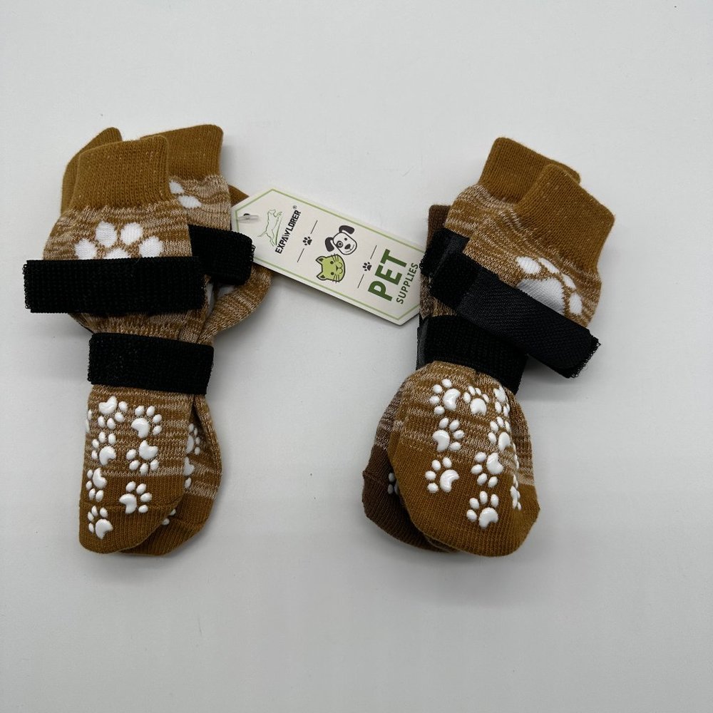 New Expawlorer Cotton Pet Socks Brown 2 Pair Dog Animal